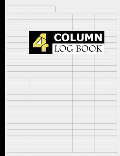Customizable Log Book 4 Column; 4 Column Columnar Pad, Four Column Notebook, 4 Column Log Book, 4 Column Notebook, Four Column Notepad With Four Column Paper, 4 column pad,: VOL 2