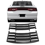 IKON MOTORSPORTS Rear Window Louver Compatible with 2011-2023 Dodge Charger, IKON Style Matte Black ABS Rear Vent Cover Windshield 2PCS, 2012 2013 2014 2015 2016