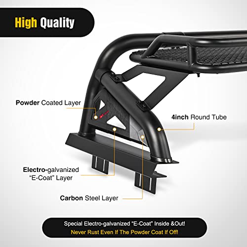 Image of Nilight Truck Bed Chase Rack Roll Bar Cargo Carrier Basket for 2002-2023 Dodge Ram1500 2014-2023 Chevrolet Silverado /GMC Sierra1500 2015-2023F150 2014-2023Tundra Fits Full Size Trucks