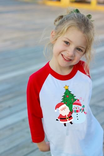 Kids Christmas Shirt Boys Girls Ugly Xmas T-Shirts Raglan Sleeve Dabbing Santa Claus Tops Toddler Holiday Tees 2-10 Years2