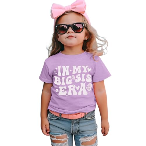 Image of BOUTIKOME Big Sister Shirts for Toddler Baby Girl in My Big Sis Era T-Shirt Summer Tees Announcement Outfit Short Sleeve Tops