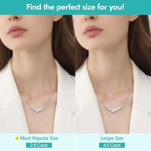 Moissanite Necklace for Women, 2.8–4.5 Carat Lab Created Diamond Pendant, Anniversary or Wedding Necklace for Wife, Elegant Sterling Silver Gift for Her, Birthday or Christmas Jewelry4