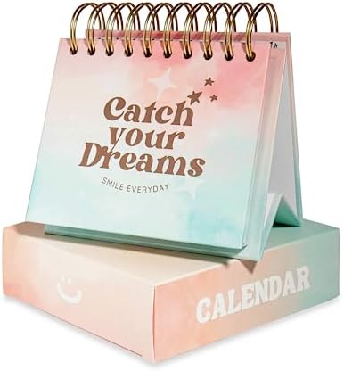 Catchyourdreams Daily Motivational Calendar - Perpetual Flip Calendar with Positive Affirmations to Start Your Day With a Smile - Inspirational Decor Gift for Women Dog Cat Desk Accessories