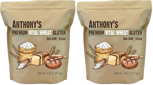 Anthony's Vital Wheat Gluten, 4 lb, Vegan, Non GMO, Keto Friendly, Low Carb (Pack of 2)