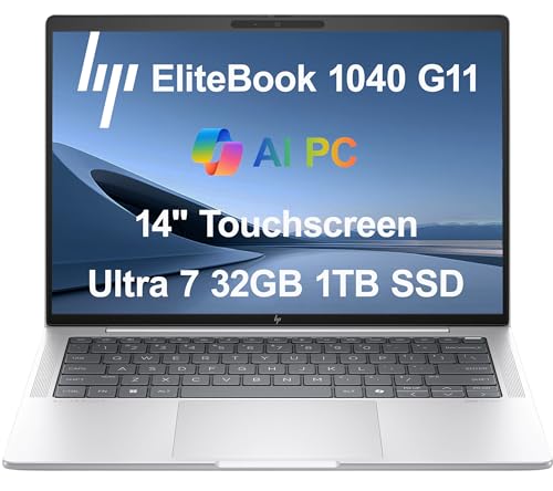 Image of HP EliteBook 1040 G11 Business AI PC Laptop (14 inch FHD+ Touchscreen, Intel 16-Core Ultra 7 165H (> i7-1370P), 32GB DDR5, 1TB SSD), 2x Thunderbolt 4, Backlit, Fingerprint, 5MP IR Webcam, Win 11 Pro