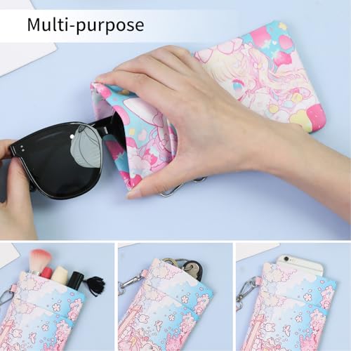 Image of Double Eyeglass Case Soft Dual Glasses Case for Women Men Travel Squeeze Top Sunglasses Cases Eyeglasses Pouch