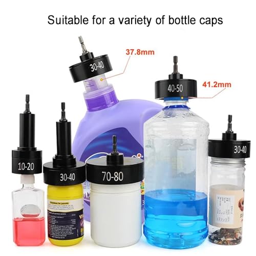 Tappatrice elettrica per bottiglie, strumento di tappatura a vite portatile con 6 teste di tappatura, velocità regolabile 800-1400 giri/min, coppia 2-25 Kgf.cm per tappi di bottiglia da 10-50 mm