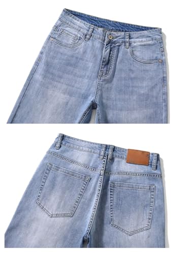 Men's Summer Denim Pants Casual Regular Fitness Trousers Slim Straight Jeans2