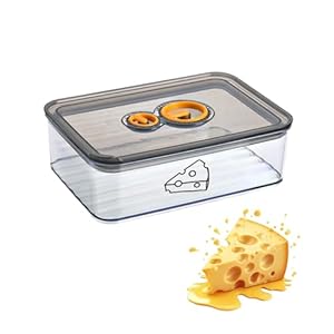 ZoeQide Käsedose Kühlschrank 1250ml mit Deckel, Datumsanzeige & Dichtungsring – Käsebox Kühlschrank stapelbar transparent – Käsedose für Käse Aufbewahrung, Wurst und Schinken Grau