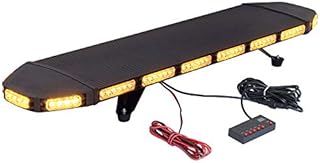 Justech 96LEDs Car Emergency Roof Light 21 Flash Modes Recovery Warning Strobe Light Bar Amber Hazard Flashing Beacon Waterproof with Digital Display Control Switch for 12V 24V Car Truck Trailer