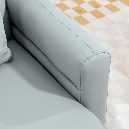 Miniatura 9 de Homcom Sofá De 1 Plaza Tapizado En Cuero Sintético Sofá De Salón De 77 Cm Con Reposabrazos Acolchado Grueso Respaldo Acanalado Y Patas De Madera Para Dormitorio Sala De Estar Gris