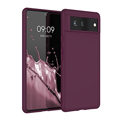 kwmobile Handyhülle für Google Pixel 6 Hülle - TPU Case - Kabelloses Laden - Schutzhülle Cover in Bordeaux Violett