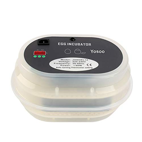 Mini Automatic 9Pcs Egg Incubator, Digital Transparent Egg Hatching Incubator, 32cm x 24cm x 18cm Auto Temperature Control and Turning Egg Incubator Hatching Machine for Chicken Duck Pigeon Quail