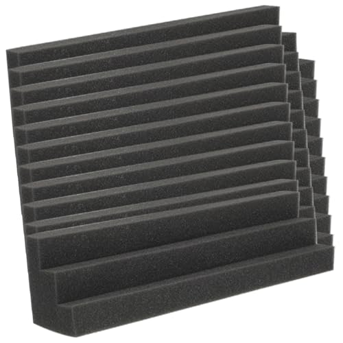 Parliky 12 Stück Teiliges Bass Trap Akustikpaneel Trapezförmige Schalldämmende Wandplatten Hochdichte Feuerfeste Schallabsorber für Studio Heimkino Büro und Podcast-raum...