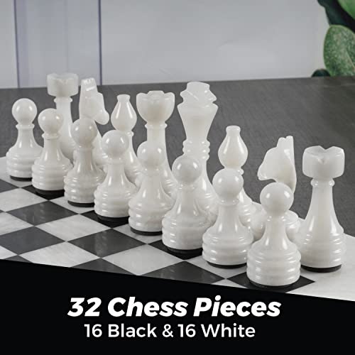 Radicaln 15 Inches Handmade White And Black Weighted Full Chess Game Set - Staunton And Ambassador Style Marble Tournament Chess Sets For Adults #TOP2