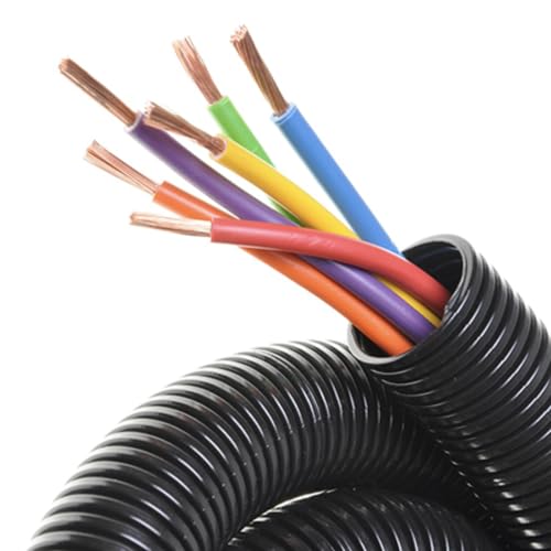 South Bend Components 20 FT 1/2” Wire Loom Split Tubing Auto Wire Conduit Flexible Cover | Plastic Cover for Electrical Wires & Cables, Black
