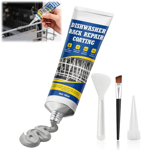WEILAOK Masilla Plastico Reparacion, Pintura Oxido Lavavajillas, Resistente Agua y Calor, Recubrimiento para la Reparación de Cestas de Lavavajillas, Gris-50ml