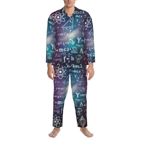 Mens Long Sleeves Pajama Set Math Physics Formulas Cozy Two-Piece Loungewear For Nighttime Comfort,Casual Wear4