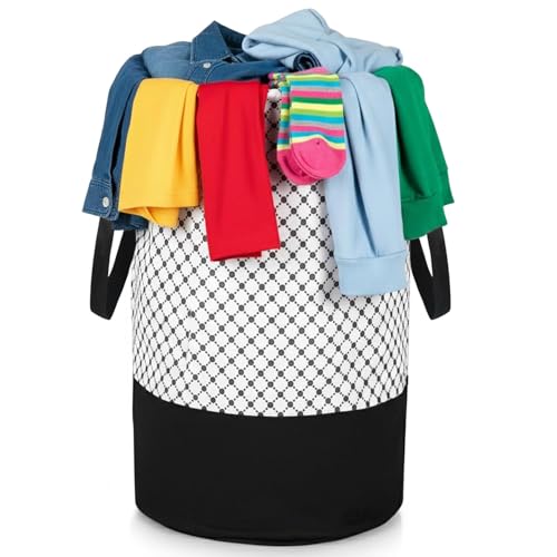 Image of GLUN Non-Woven Laundry Bag, Waterproof Round Shape Pack of 1 Polka Dot Printed Storage Bag, Lightweight & Durable Bag for Toys, Clothes, Stationery Items, Space Saving Design