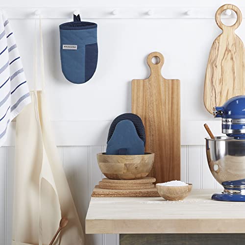 KitchenAid Beacon Two-Tone Non-Slip Mini Oven Mitt Set, Navy/Ink, 5.5"x8", 2 Piece