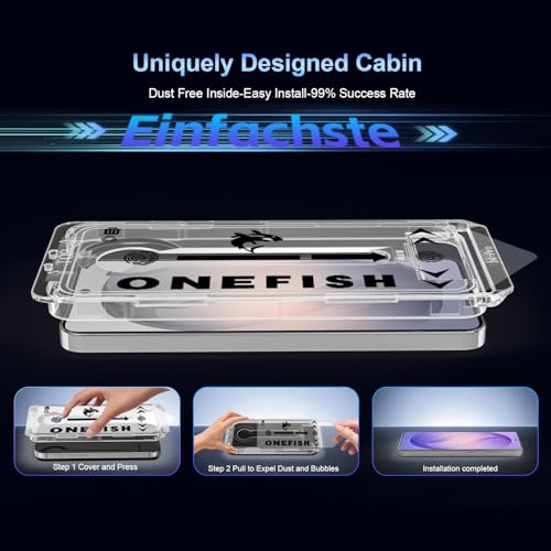 Image of OneFish Privacy Screen Protector Designed Compatible with Samsung Galaxy S26, 9H Tempered Glass, Scratch Resistant Bubble Free, Easy Installation, Auto Dust-Elimination 2 Pack
