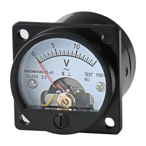 Image of Baomain Analog Dial Panel Meter Voltmeter Gauge SO-45 AC 0-15V Round Black