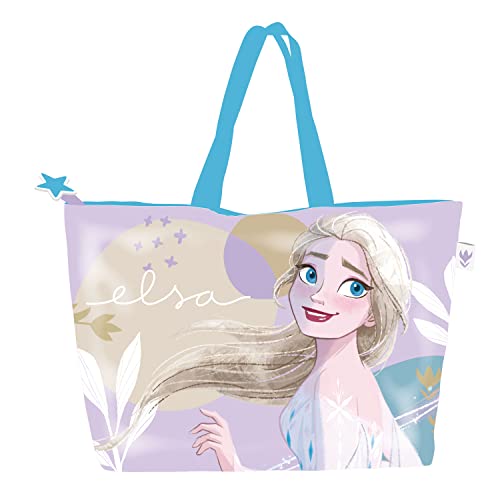 Sac de plage avec fermeture éclair - Disney La Reine des Neiges - 48x32 cm