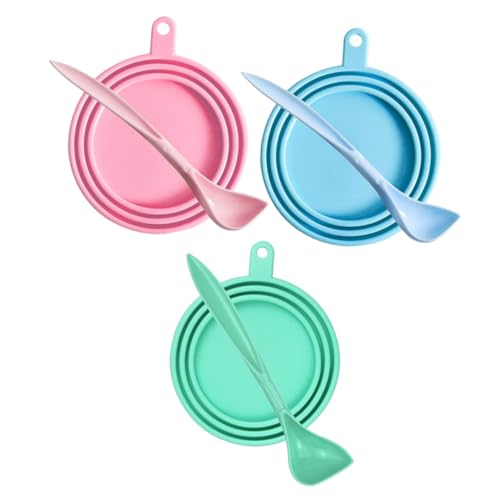 GANAZONO 6pcs Silicone Pet Can Covers Set Dog Food Can Lids Wide Mouth Canning Lids Spoons Pet Feeding Spoons