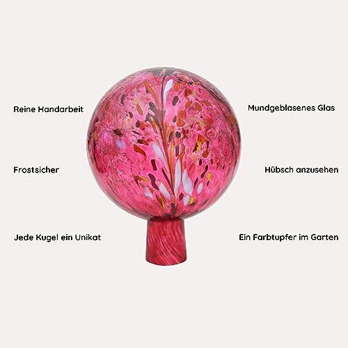 CRISTALICA Gartenspirale Aus Glas – Mundgeblasen, 40 Cm Hoch, Rot-orange, Mit Stab, Frostsicher