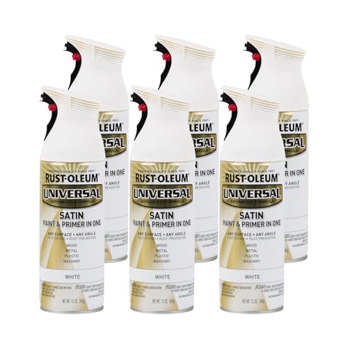 Image of Rust-Oleum 245210-6PK Universal All Surface Spray Paint, 12 oz, Satin White, 6 Pack