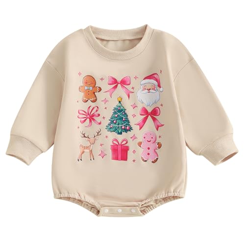Image of BemeyourBBs Newborn Baby Boy Girl Fall Winter Clothes Long Sleeve Bubble Sweatshirt Romper Cute Infant One Piece Outfit
