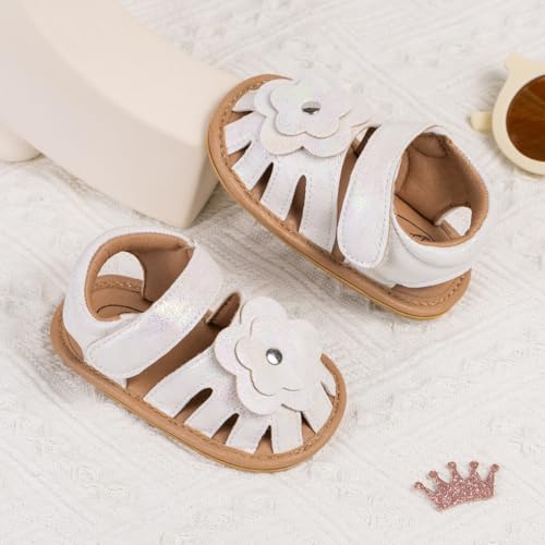 Image of Babelvit Infant Baby Girl Boy Sandals Comfort Premium Summer Outdoor Casual Beach Shoes with Flower Bowknot Anti Slip Rubber Sole Newborn Toddler Prewalker First Walking Shoes
