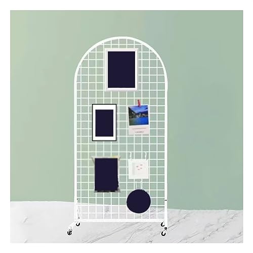 Free Standing Wire Panel Tower avec roues pour salon de détail et présentoirs artisanaux - Support d'affichage en maille facile à installer - Séparateur polyvalent (couleur blanc)