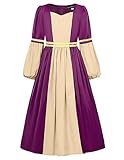 Scarlet Darkness Medieval Princess Costume for Kid Girls Renaissance Dress Up Elf Dresses Purple 7Y