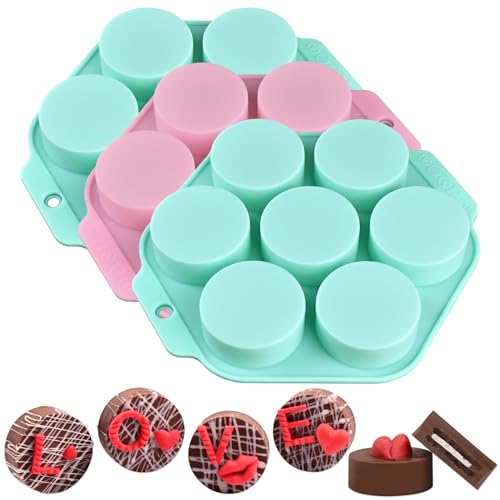 Actvty Round Chocolate Covered Cookie Molds 3 Pcs Cylinder Chocolate Candy Silicone Molds Perfect for Covered Cookies Making Candy Cakes Jelly Muffin Soap