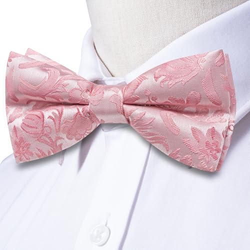 Image of Dubulle Mens Paisley Striped Bowtie Set Pre-tied Bowtie for Men and Pocket Square Set Wedding Business