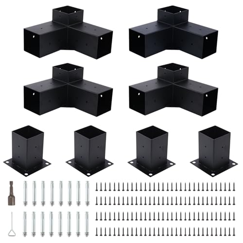 4pcs4x43waypergolabracketsand4pcspostbracketsetforfixingthewoodenbeamspavilionsand0utdoorwoodenpavilions Urban Country Home Decor 4pcs 4×4 3 way pergola brackets and 4pcs post bracket set for fixing the wooden beams pavilions and 0utdoor wooden pavilions urban country home decor