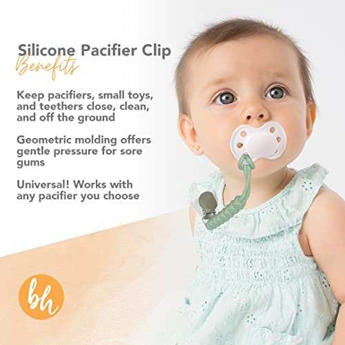 Booginhead Silicone Pacifier Clip Baby Pacifier Holder, 2-Pack, Sage & Stone #TOP5