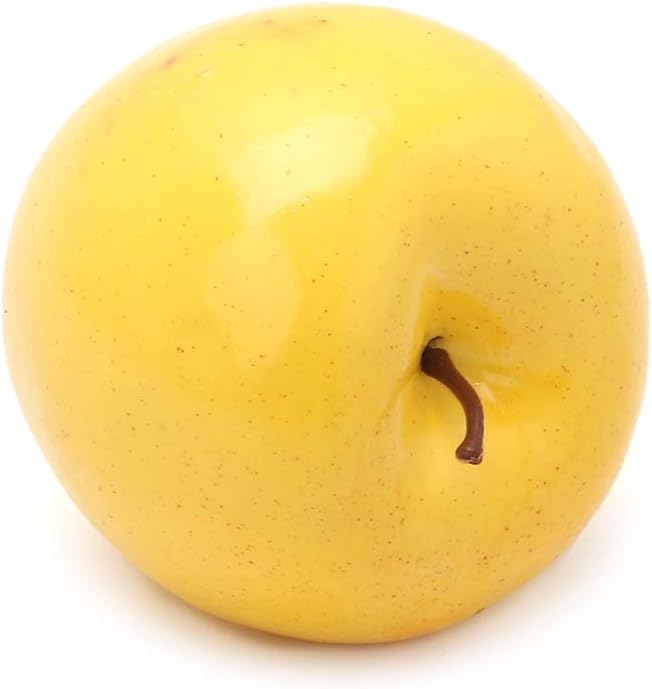 4Pcs Artificial Apples, Fake Fruits Yellow Apples for Decoration Realistic, Artificial Fruits Lifelike Apples Faux Fruits for Kitchen Display Prop Fruits Decor