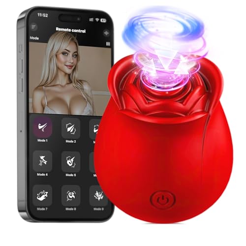 Image of App Controlled Rose Toy Clitoral Stimulator, Suction & Vibration Bluetooth Vibrator, Rechargeable Silicone Personal Massager for Women, Magnetic Charging, Storage Pouch Included
