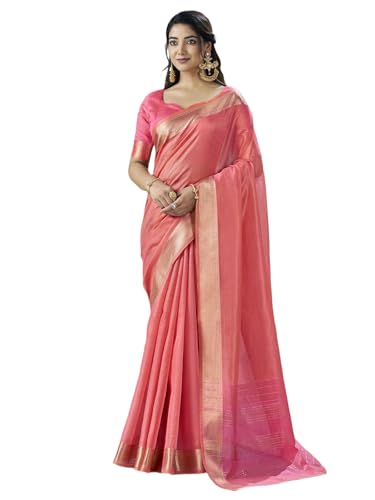 Image of Satrani Women's Shimmer Silk Weaving & Sequins Work Saree with Unstitched Blouse Piece