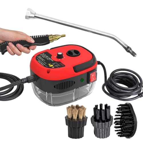 Acssart Steam Cleaner 2500W Handheld High-Temperature Pressurized Steam Cleaner Multi-purpose Washer for Kitchen Range Hoods Air Conditioners & Upholstery (Red 1)