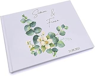 Personalised Eucalyptus Design Wedding Lined Guest Book Hard Cover 80 Page
