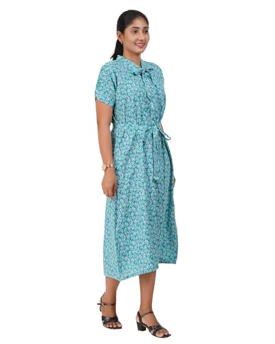 Image of MENMAII Women's [L-4XL] Full Open /Front Buttoned [a Kind of Adaptive Clothing] Multipurpose Nighty for Maternity /Pregnancy /Elderly /Patient /Feeding /Hospital Purpose Nighty Calf Length