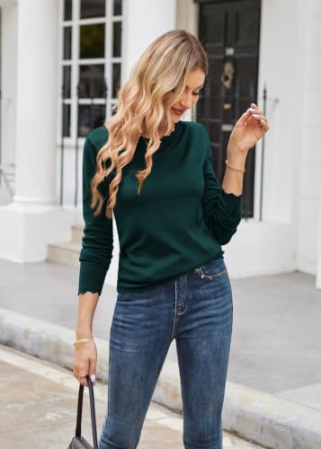 Image of GRACE KARIN Fall Sweaters for Women 2026 Long Sleeve Crewneck Business Casual Tops High Stretchy Knit Fitted Pullover Sweater