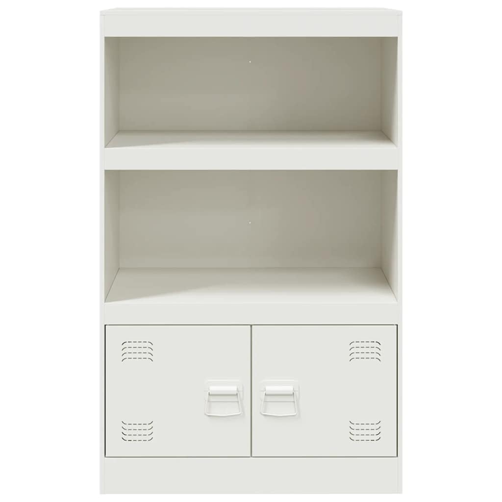 Aparador blanco 67 x 39 x 107 cm, armario de acero laminado en frío con 2 puertas, muebles de almacenamiento modernos para sala de estar, oficina, cocina, espacio de almacenamiento versátil
