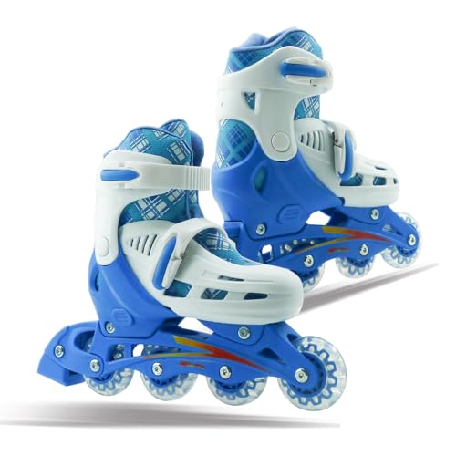 WELLWON Children's Adjustable Inline Skates for Girls Boys, Children's Roller Skates for Outdoor and Indoor, Fitness Inline Roller Skates with with Durable PU Wheels