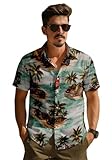 AMOMA Men's Tropical Car Hawaiian Shirt Short Sleeve Button Down Summer Beach Aloha Shirts(2XL,10BeachMotorcycle), XX-Large