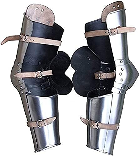 Medieval Knight Full Arm Armor Rerebrace, Vambrace and Elbow Cops Silver