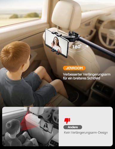 JOYROOM Tablet Halterung Auto Kopfstütze [Bilaterale Fixierung] Tablethalterungen Auto mit Metallarm, iPad Halterung Auto Mitte für 4,7–12,9 iPad, Tablets & Smartphones/Mit 2 Haken